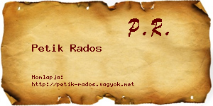 Petik Rados névjegykártya